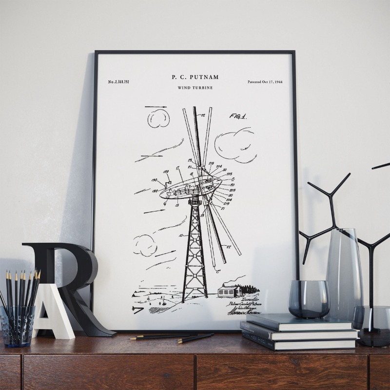 Wind Turbine Patent Poster Pri - Oil Is Renewable Energy 评论和价格